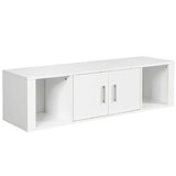 Costway 08475621 Wall Mounted Floating 2 Door Desk Hutch Storage Shelves-White