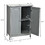 Costway 34261085 Bathroom Floor Storage Double Door Cupboard Cabinet-Gray
