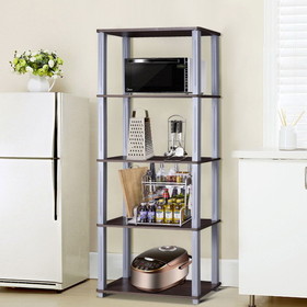 Costway 35028619 5-Tier Multi-Functional Storage Shelves Rack Display Bookcase-Coffee
