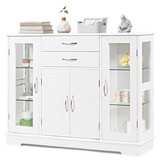 Costway 25607938 Buffet Storage Cabinet Console Cupboard with Glass Door