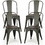 Costway 51092846 4 Pieces Tolix Style Metal Dining Side Chair Stackable Wood Seat-Black