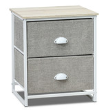 Costway 76124850 Metal Frame Nightstand Side Table Storage with 2 Drawers-Gray