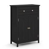 Costway 56238917 2-Door Freestanding Bathroom Cabinet with Drawer and Adjustable Shelf-Black