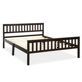 Costway 73194685 Wood Bed Frame Support Platform with Headboard and Footboard