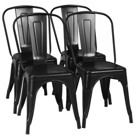 Costway 61083527 4 Pcs Modern Bar Stools with Removable Back and Rubber Feet-Black