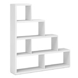 Costway 28495610 6 Cubes Ladder Shelf Corner Bookshelf Storage Bookcase-White