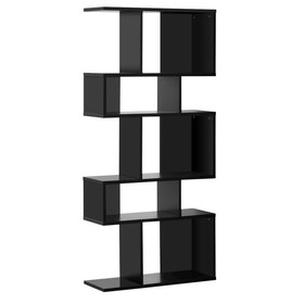 Costway 90285374 5 Cubes Ladder Shelf Corner Bookshelf Display Rack Bookcase-Black