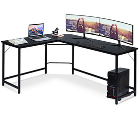 Costway 09624178 L Shaped Desk Corner Computer Desk PC Laptop Gaming Table Workstation-Black