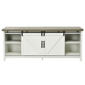 Costway 59408671 TV Stand Media Center Console Cabinet with Sliding Barn Door - White