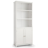 Costway 16289037 Bookcase Shelving Storage Wooden Cabinet Unit Standing Display Bookcase with Doors-White