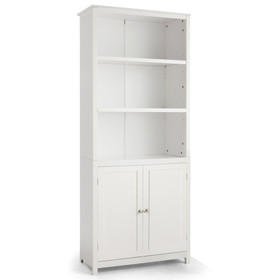 Costway 16289037 Bookcase Shelving Storage Wooden Cabinet Unit Standing Display Bookcase with Doors-White