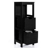 Costway 75348120 Bathroom Wooden Floor Cabinet Multifunction Storage Rack Stand Organizer-Black