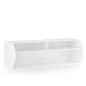 Costway 15207349 48.5 Inch 2 Tier Modern Wall Mounted Hanging Floating Shelf-White