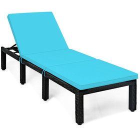 Costway 71024689 Patio Rattan Cushioned Height Adjustable Lounge Chair-Blue