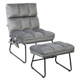 Costway 38957102 Velvet Massage Recliners with Ottoman Remote Control and Side Pocket-Gray