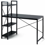 Costway 92014736 47.5 Inch Writing Study Computer Desk with 4-Tier Shelves-Black