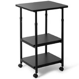 Costway 97632815 3-tier Adjustable Printer Stand with 360° Swivel Casters-Black