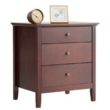 Costway 3 Drawers Nightstand Beside End Side Table Accent Table