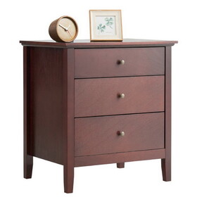 Costway 3 Drawers Nightstand Beside End Side Table Accent Table