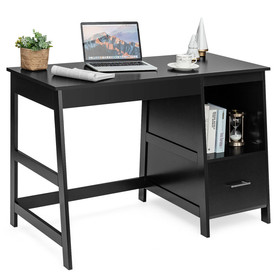 Costway 68750219 47.5 Inch Modern Home Computer Desk with 2 Storage Drawers-Black