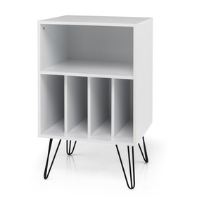 Costway 27685341 Freestanding Record Player Stand Record Storage Cabinet with Metal Legs-White
