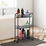 Costway 65431728 3-Tier Mesh Rolling Cart Mobile Organizer Stand Utility Cart Trolley