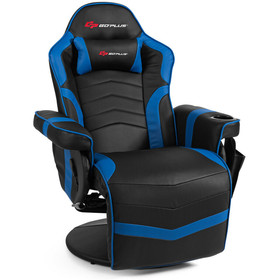 Costway 14567983 Ergonomic High Back Massage Gaming Chair with Pillow-Blue