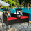 Costway 97642380 Modern Patio Conversation Set with Built-in Coffee Table and Cushions -Red