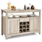 Costway 57349126 Server Buffet Sideboard With Wine Rack and Open Shelf-Gray