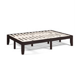 Costway 27896013 14 Inch Full Size Wood Platform Bed Frame with Wood Slat Support-Brown