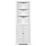 Costway 63590487 Free Standing Tall Bathroom Corner Storage Cabinet with 3 Shelves-White