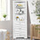 Costway 63590487 Free Standing Tall Bathroom Corner Storage Cabinet with 3 Shelves-White