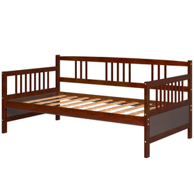 Costway 06498312 Twin Size Wooden Slats Daybed Bed with Rails-Cherry