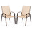 Costway 81926753 2 Pcs Patio Chairs Outdoor Dining Chair with Armrest-Beige