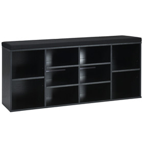 Costway 76819324 10-Cube Organizer Shoe Storage Bench with Cushion for Entryway-Black