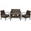 Costway 47132658 4 Pieces Patio Rattan Cushioned Furniture Set with Loveseat and Table -Brown