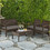 Costway 47132658 4 Pieces Patio Rattan Cushioned Furniture Set with Loveseat and Table -Brown