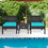 Costway 05213984 3 Piece PE Rattan Wicker Sofa Set with Washable and Removable Cushion for Patio-Turquoise