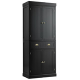 Costway 87341690 Cupboard Freestanding Kitchen Cabinet w/ Adjustable Shelves-Black