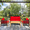 Costway 27630584 4 Pcs Acacia Wood Outdoor Patio Furniture Set with Cushions-Red