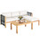 Costway 32495706 3 Pieces Patio Acacia Wood Sofa Furniture Set with Nylon Rope Armrest-White