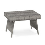 Costway 14859273 Folding PE Rattan Side Coffee Table Patio Garden Furniture-Gray
