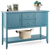 Costway 87914256 Wooden Sideboard Buffet Console Table with Drawers and Storage-Blue