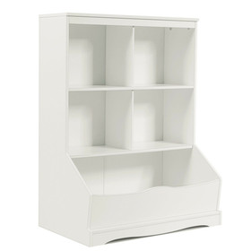 Costway 98605472 3-Tier Children's Multi-Functional Bookcase Toy Storage Bin Floor Cabinet-White