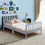 Costway 61457802 Classic Design Kids Wood Toddler Bed Frame with Two Side Safety Guardrailss-Gray