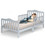 Costway 61457802 Classic Design Kids Wood Toddler Bed Frame with Two Side Safety Guardrailss-Gray