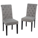 Costway 86409521 2 Pieces Tufted Dining Chair Set with Adjustable Anti-Slip Foot Pads-Gray