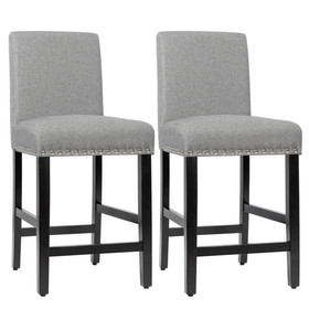 Costway 80295314 25 Inch Kitchen Chairs with Rubber Wood Legs-Gray