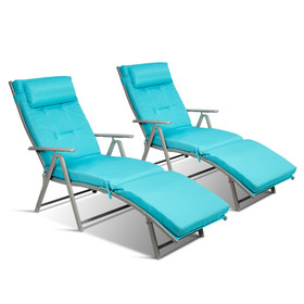 Costway 42089713 Outdoor Lightweight Folding Chaise Lounge Chair-Blue