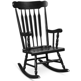 Costway 51739420 Outdoor Rocking Chair with Slatted Backrest-Black